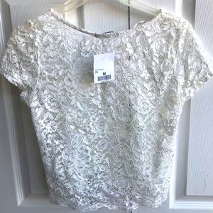 Cream lace top shirt